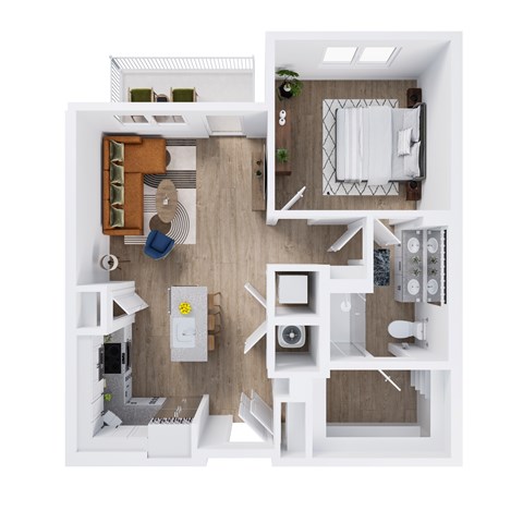 Floor plan for 1 bed, 1 bath, 903 sqft